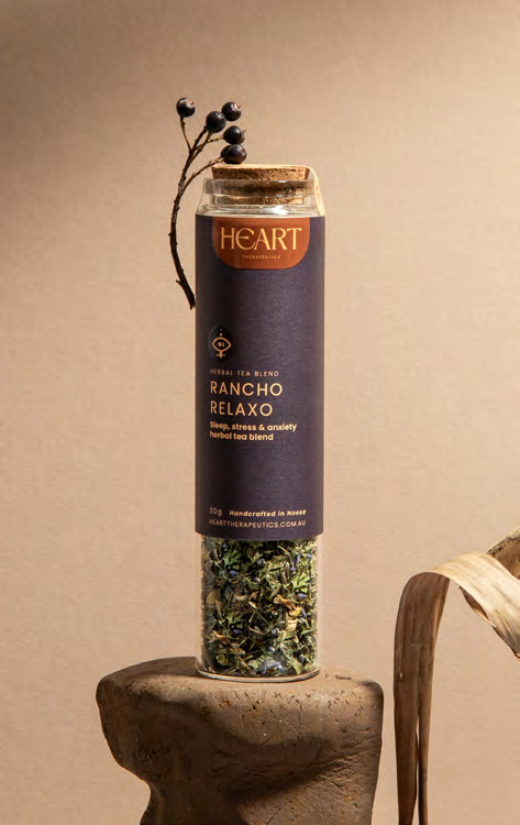 Rancho Relaxo sleep, stress and anxiety herbal tea blend by Heart Therapeutics